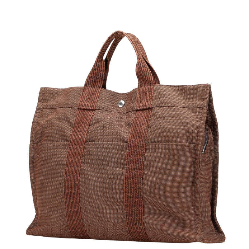 エルメス エールライン トートMM トートバッグ ハンドバッグ ブラウン キャンバス レディース HERMES 【中古】