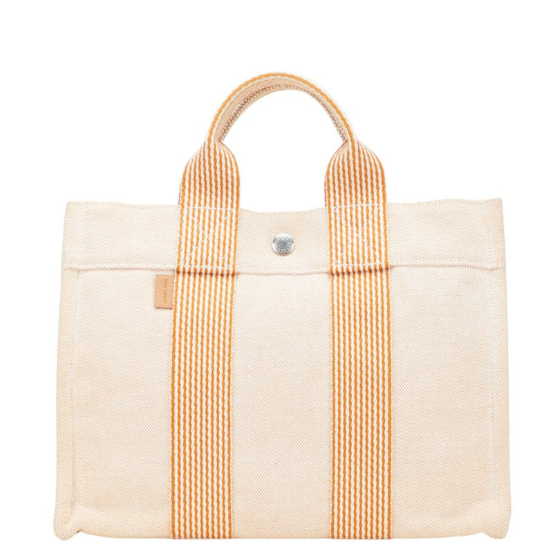 エルメス ニューフールトゥPM ハンドバッグ トートバッグ オレンジ キャンバス レディース HERMES 【中古】