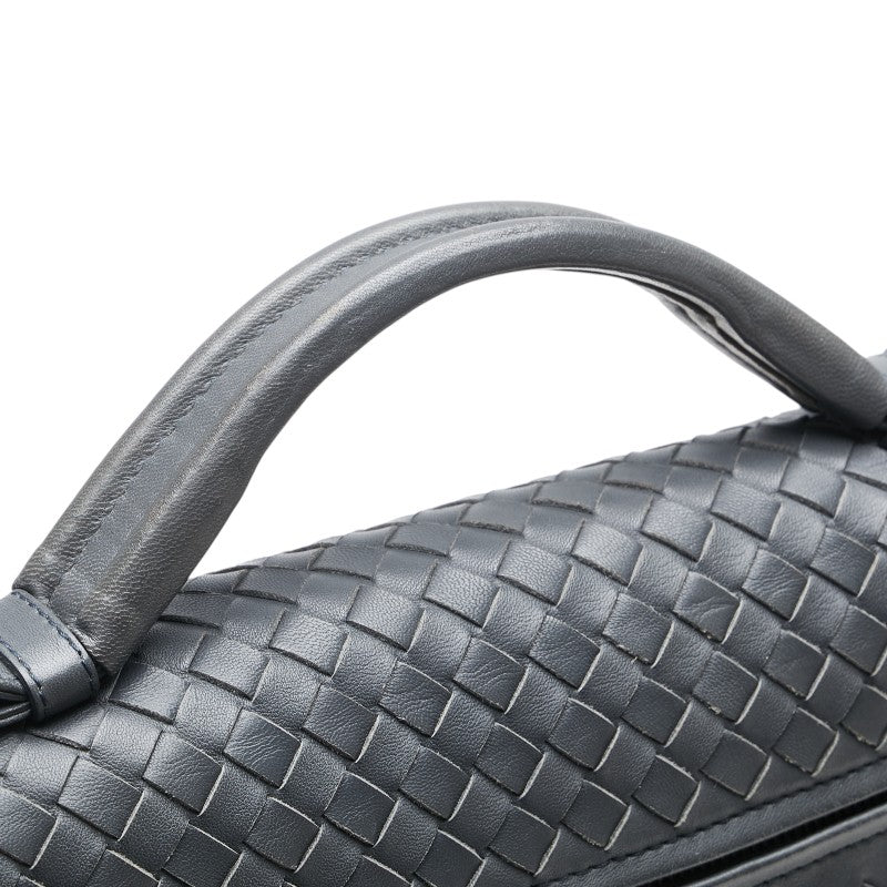 ボッテガヴェネタ イントレチャート ビジネスバッグ ブリーフケース グレー レザー メンズ BOTTEGAVENETA 【中古】