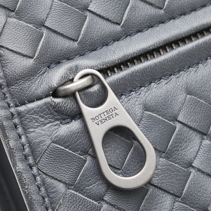 ボッテガヴェネタ イントレチャート ビジネスバッグ ブリーフケース グレー レザー メンズ BOTTEGAVENETA 【中古】