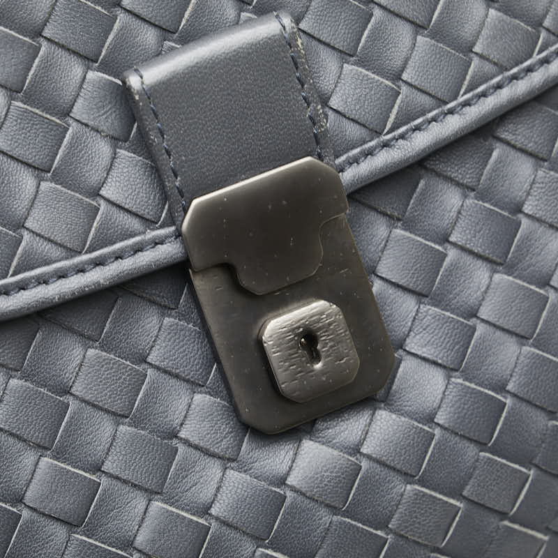 ボッテガヴェネタ イントレチャート ビジネスバッグ ブリーフケース グレー レザー メンズ BOTTEGAVENETA 【中古】