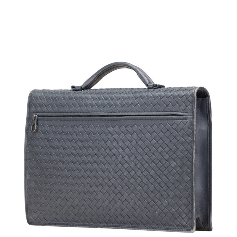 ボッテガヴェネタ イントレチャート ビジネスバッグ ブリーフケース グレー レザー メンズ BOTTEGAVENETA 【中古】