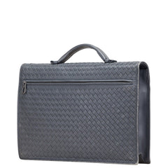 ボッテガヴェネタ イントレチャート ビジネスバッグ ブリーフケース グレー レザー メンズ BOTTEGAVENETA 【中古】