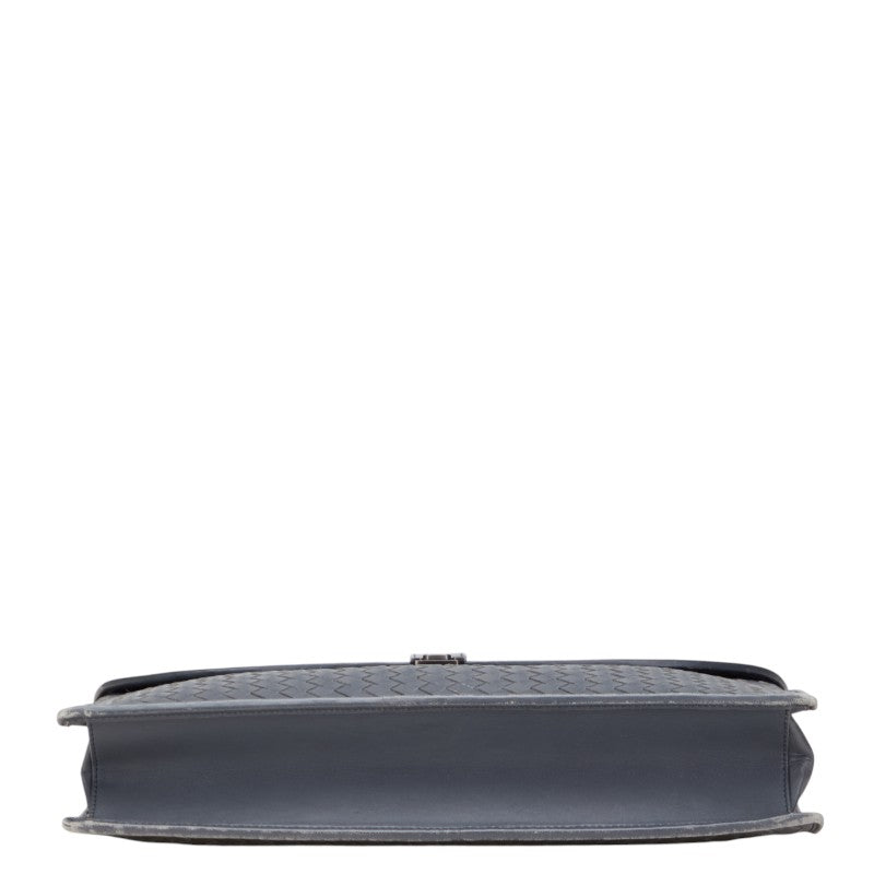 ボッテガヴェネタ イントレチャート ビジネスバッグ ブリーフケース グレー レザー メンズ BOTTEGAVENETA 【中古】