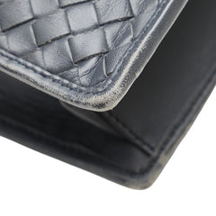 ボッテガヴェネタ イントレチャート ビジネスバッグ ブリーフケース グレー レザー メンズ BOTTEGAVENETA 【中古】