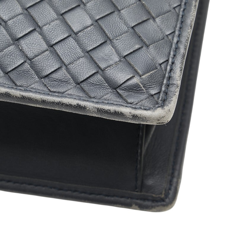 ボッテガヴェネタ イントレチャート ビジネスバッグ ブリーフケース グレー レザー メンズ BOTTEGAVENETA 【中古】