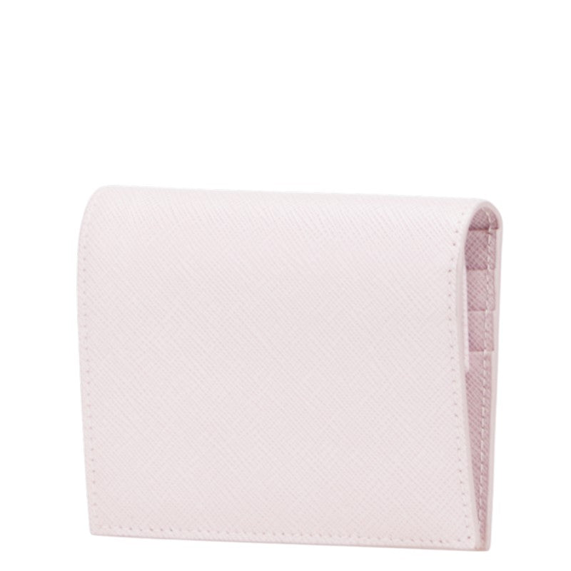 プラダ エンボスロゴ 二つ折り財布 ピンク サフィアーノ レザー レディース PRADA 【中古】