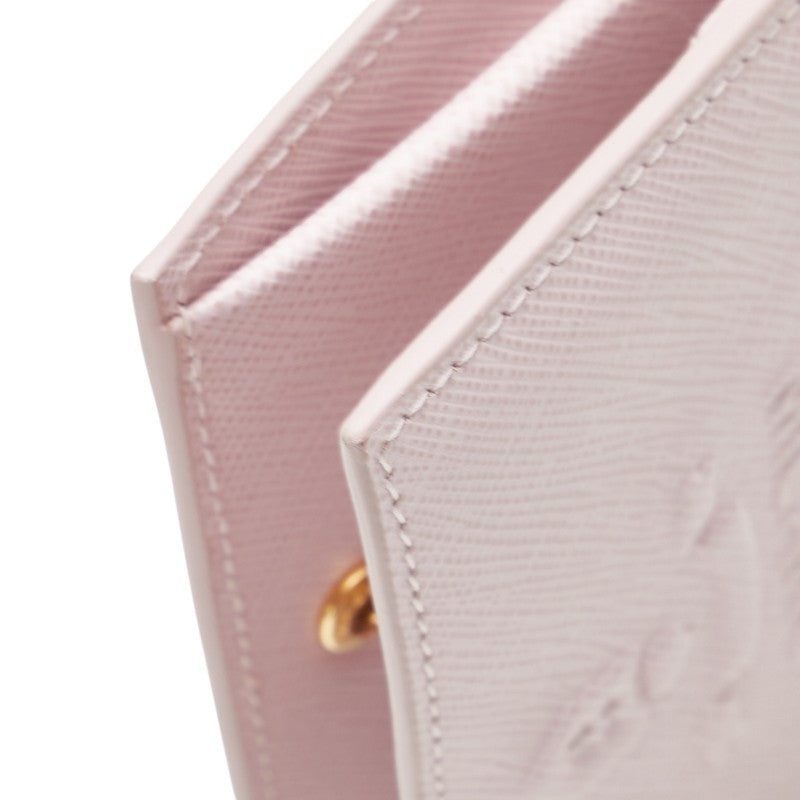 プラダ エンボスロゴ 二つ折り財布 ピンク サフィアーノ レザー レディース PRADA 【中古】