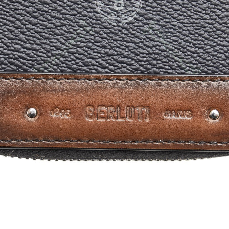ベルルッティ シグネチャー イタウバ ラウンドファスナー 長財布 ブラック ブラウン PVC レザー メンズ Berluti 【中古】