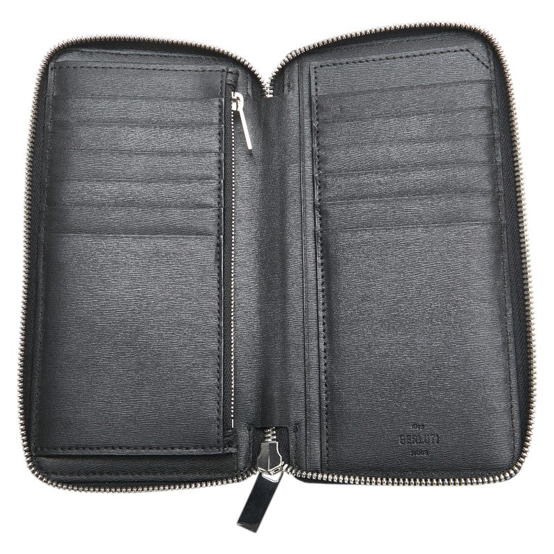 ベルルッティ シグネチャー イタウバ ラウンドファスナー 長財布 ブラック ブラウン PVC レザー メンズ Berluti 【中古】