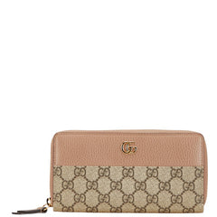 グッチ GGマーモント ラウンドファスナー 長財布 456117 ベージュ レザー PVC レディース GUCCI 【中古】
