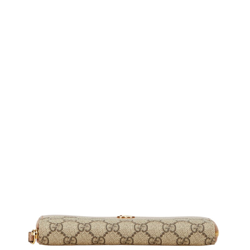 グッチ GGマーモント ラウンドファスナー 長財布 456117 ベージュ レザー PVC レディース GUCCI 【中古】