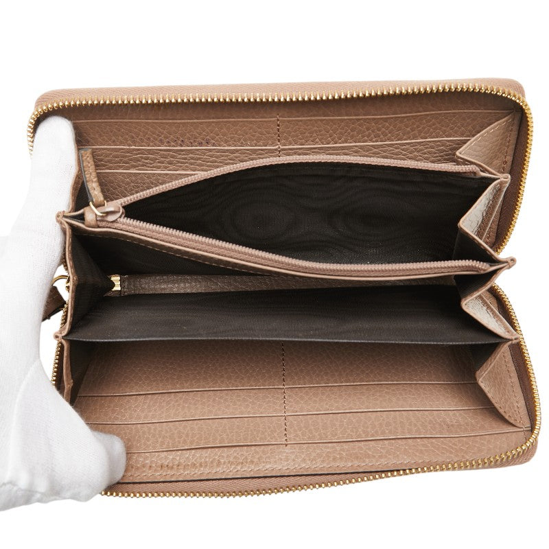 グッチ GGマーモント ラウンドファスナー 長財布 456117 ベージュ レザー PVC レディース GUCCI 【中古】