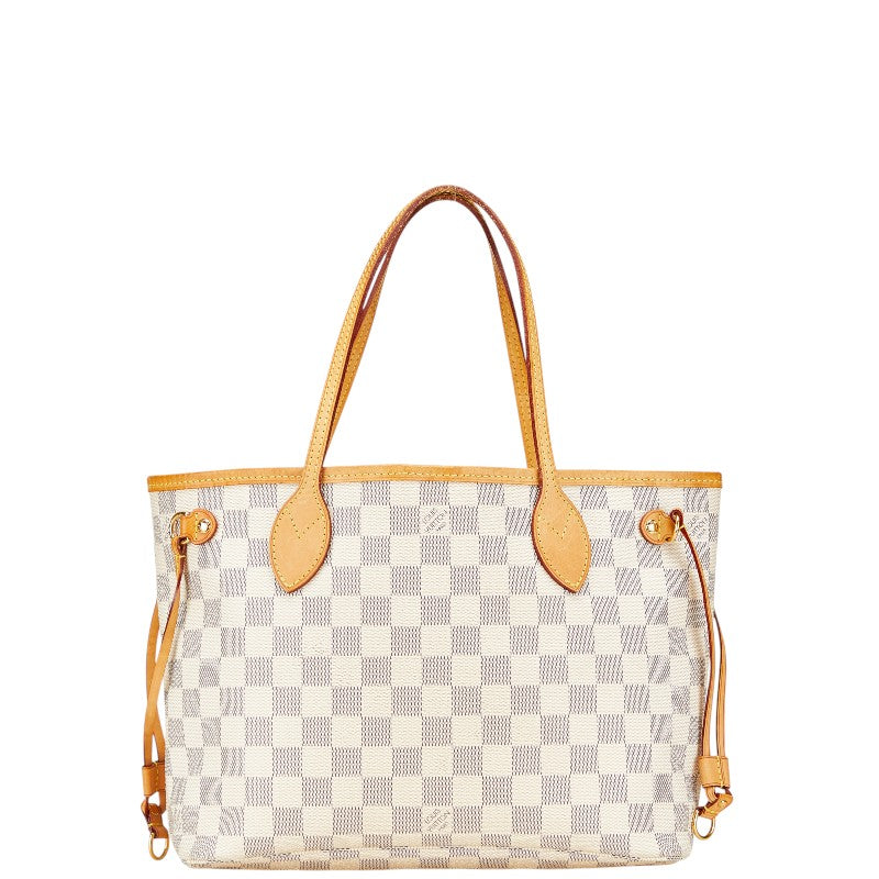 ルイ ヴィトン ダミエ アズール ネヴァーフルPM トートバッグ ショルダーバッグ N51110 ホワイト PVC レザー レディース LOUIS VUITTON 【中古】