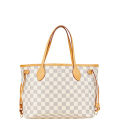 ルイ ヴィトン ダミエ アズール ネヴァーフルPM トートバッグ ショルダーバッグ N51110 ホワイト PVC レザー レディース LOUIS VUITTON 【中古】
