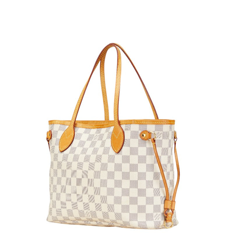 ルイ ヴィトン ダミエ アズール ネヴァーフルPM トートバッグ ショルダーバッグ N51110 ホワイト PVC レザー レディース LOUIS VUITTON 【中古】