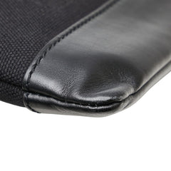 バレンシアガ ネイビー クリップ L クラッチバッグ 373840 ブラック キャンバス レザー レディース BALENCIAGA 【中古】