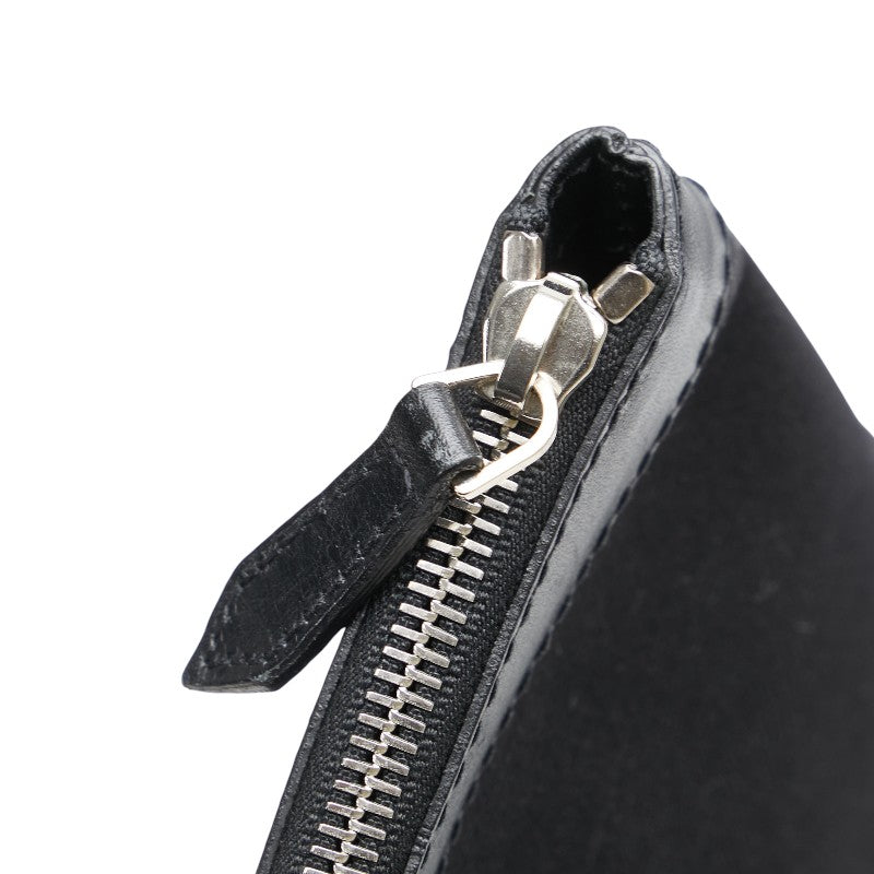 バレンシアガ ネイビー クリップ L クラッチバッグ 373840 ブラック キャンバス レザー レディース BALENCIAGA 【中古】