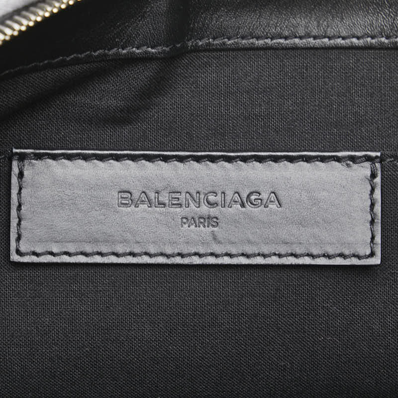 バレンシアガ ネイビー クリップ L クラッチバッグ 373840 ブラック キャンバス レザー レディース BALENCIAGA 【中古】