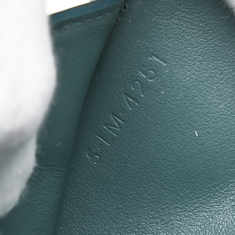 セリーヌ トリオンフ スモール 二つ折り財布 グリーン ブルー レザー レディース CELINE 【中古】