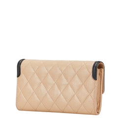 シャネル マトラッセ CCフィリグリー 長財布 ベージュ ブラック キャビアスキン レディース CHANEL 【中古】