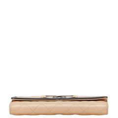 シャネル マトラッセ CCフィリグリー 長財布 ベージュ ブラック キャビアスキン レディース CHANEL 【中古】