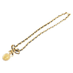 シャネル ヴィンテージ コイン リボン ラインストーン チョーカー ネックレス ゴールド メッキ レディース CHANEL 【中古】