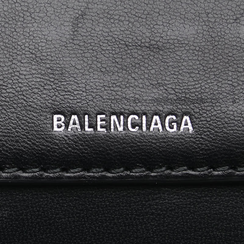 バレンシアガ Bロゴ 三つ折り財布 ショルダーウォレット 580037 ブラック レザー メンズ BALENCIAGA 【中古】