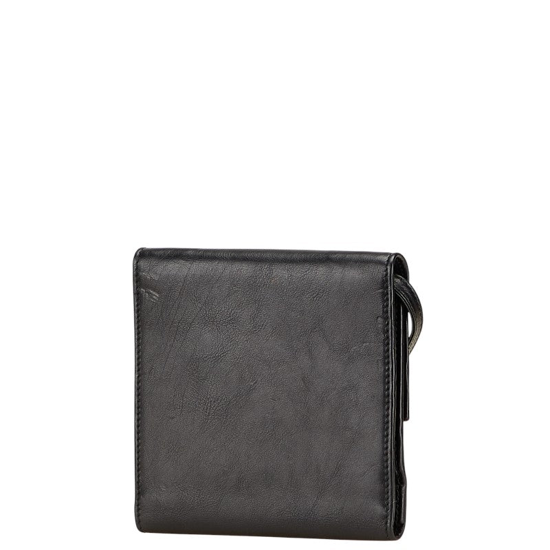 バレンシアガ Bロゴ 三つ折り財布 ショルダーウォレット 580037 ブラック レザー メンズ BALENCIAGA 【中古】