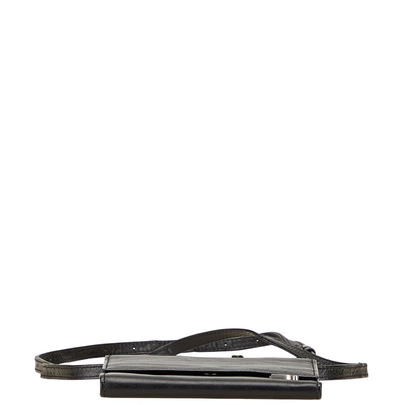 バレンシアガ Bロゴ 三つ折り財布 ショルダーウォレット 580037 ブラック レザー メンズ BALENCIAGA 【中古】