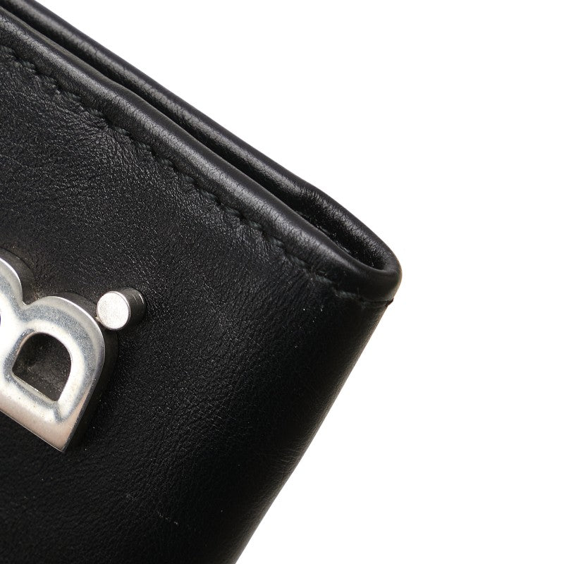 バレンシアガ Bロゴ 三つ折り財布 ショルダーウォレット 580037 ブラック レザー メンズ BALENCIAGA 【中古】