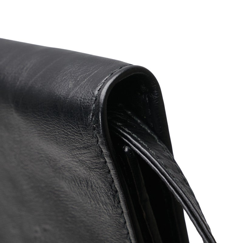 バレンシアガ Bロゴ 三つ折り財布 ショルダーウォレット 580037 ブラック レザー メンズ BALENCIAGA 【中古】