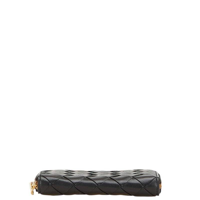 ボッテガヴェネタ イントレチャート コインケース コンパクト財布 ブラック レザー レディース BOTTEGAVENETA 【中古】