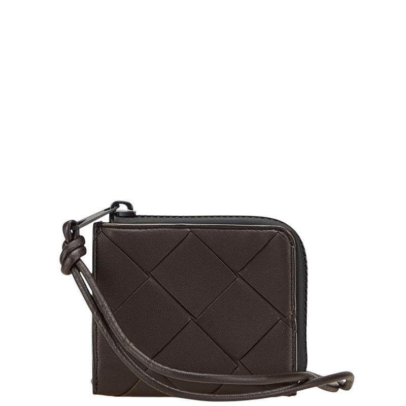 ボッテガヴェネタ マキシイントレチャート コインケース ネックウォレット ブラウン レザー メンズ BOTTEGAVENETA 【中古】