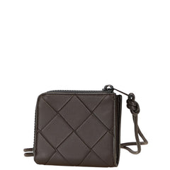 ボッテガヴェネタ マキシイントレチャート コインケース ネックウォレット ブラウン レザー メンズ BOTTEGAVENETA 【中古】