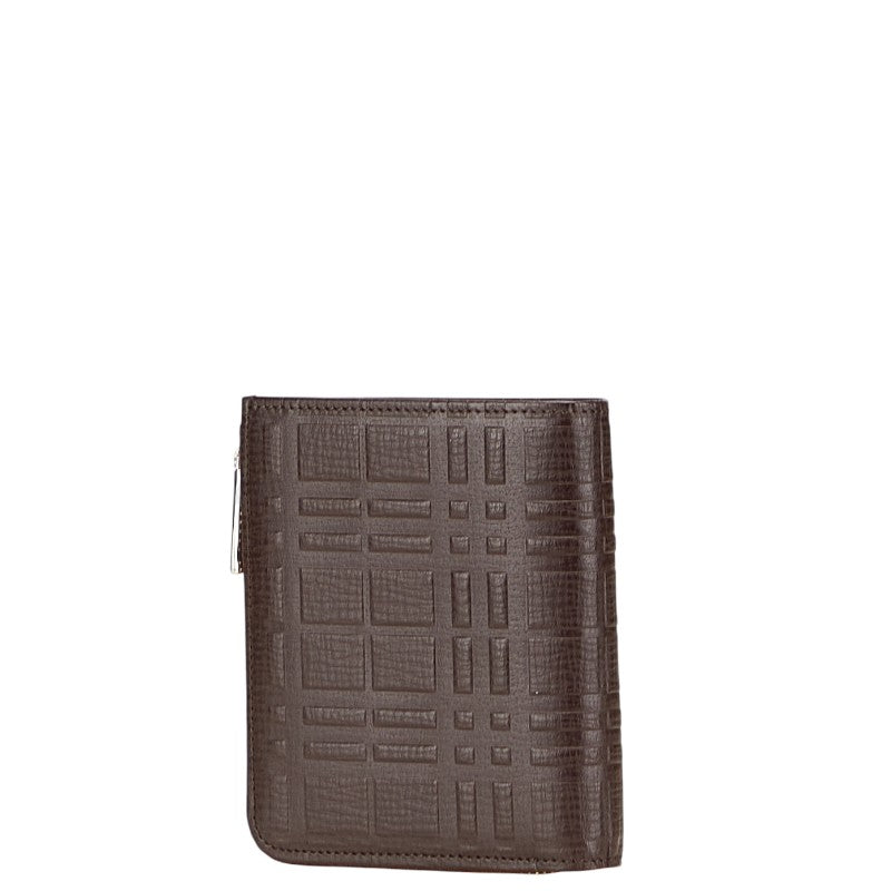 バーバリー チェック 二つ折り財布 キーケース ブラウン レザー レディース BURBERRY 【中古】