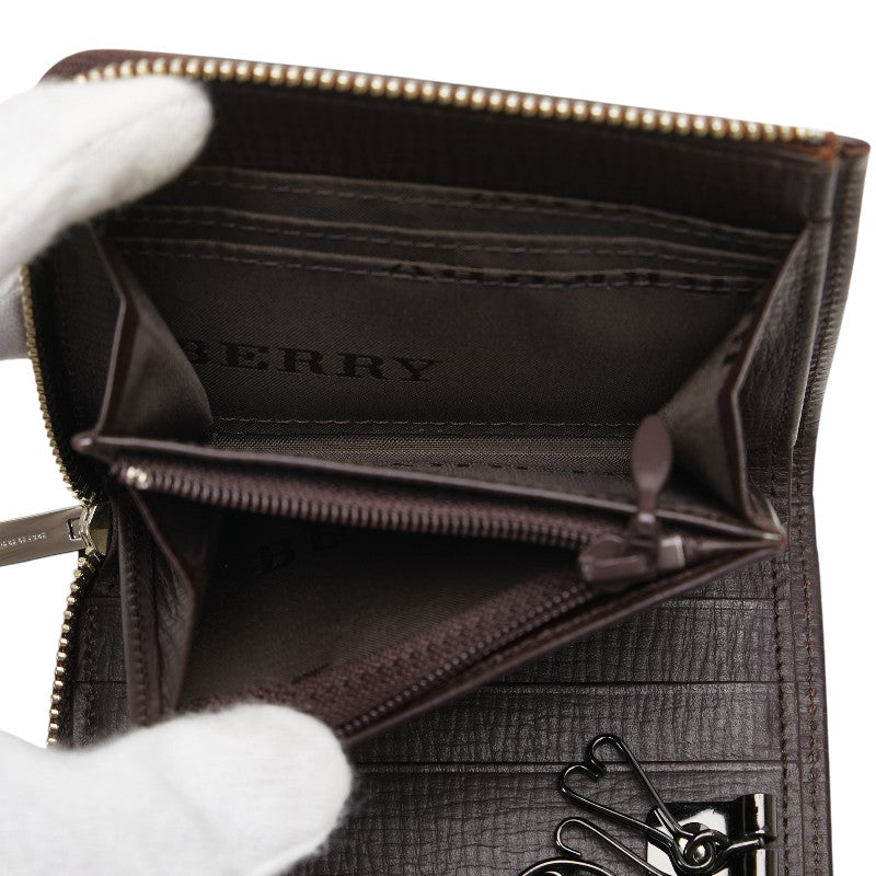 バーバリー チェック 二つ折り財布 キーケース ブラウン レザー レディース BURBERRY 【中古】