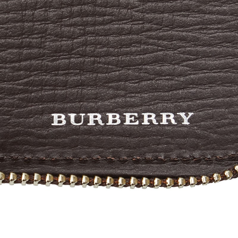 バーバリー チェック 二つ折り財布 キーケース ブラウン レザー レディース BURBERRY 【中古】