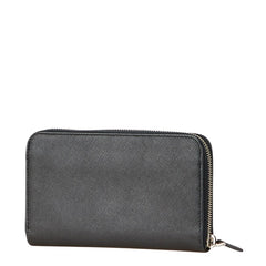 プラダ 三角ロゴプレート 長財布 ラウンドファスナー ブラック レザー レディース PRADA 【中古】