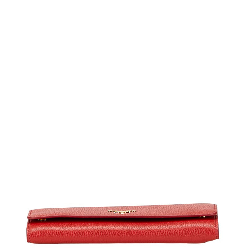 プラダ ヴィッテロダイノ 長財布 1MH132 レッド カーフレザー レディース PRADA 【中古】