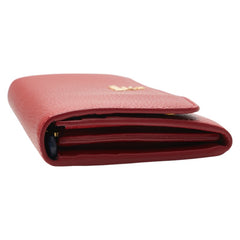 プラダ ヴィッテロダイノ 長財布 1MH132 レッド カーフレザー レディース PRADA 【中古】