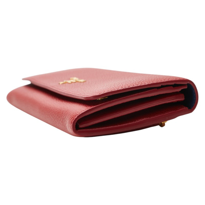 プラダ ヴィッテロダイノ 長財布 1MH132 レッド カーフレザー レディース PRADA 【中古】