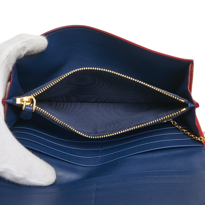 プラダ ヴィッテロダイノ 長財布 1MH132 レッド カーフレザー レディース PRADA 【中古】