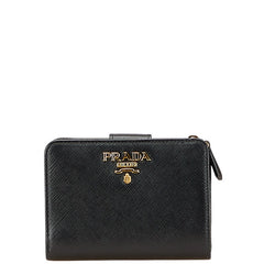 プラダ サフィアーノ 二つ折り財布 1ML018 ブラック レザー レディース PRADA 【中古】