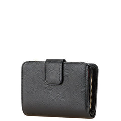 プラダ サフィアーノ 二つ折り財布 1ML018 ブラック レザー レディース PRADA 【中古】