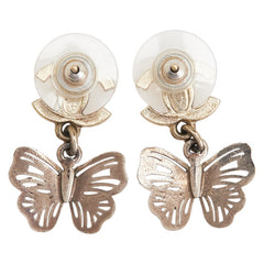 シャネル ココマーク 蝶 バタフライ スイング スタッド ピアス ゴールド メッキ ラインストーン レディース CHANEL 【中古】