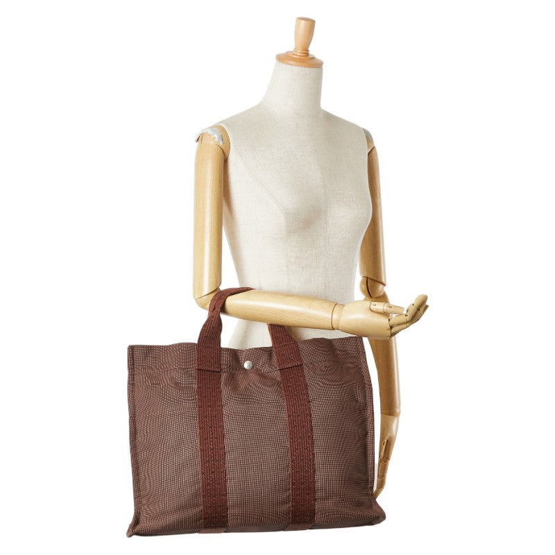エルメス エールライン トートMM トートバッグ ハンドバッグ ブラウン キャンバス レディース HERMES 【中古】