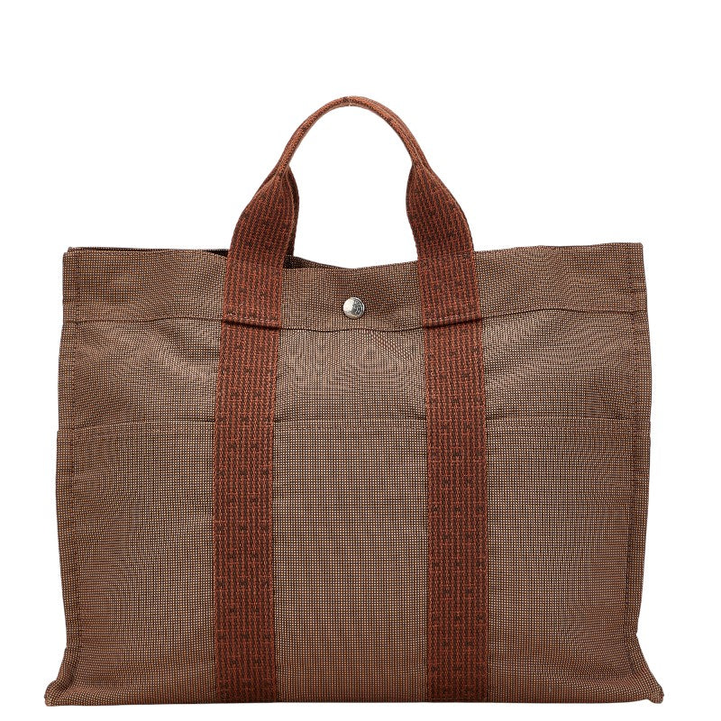 エルメス エールライン トートMM トートバッグ ハンドバッグ ブラウン キャンバス レディース HERMES 【中古】