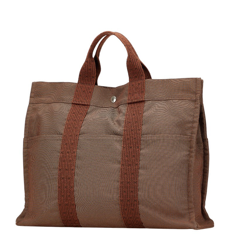 エルメス エールライン トートMM トートバッグ ハンドバッグ ブラウン キャンバス レディース HERMES 【中古】