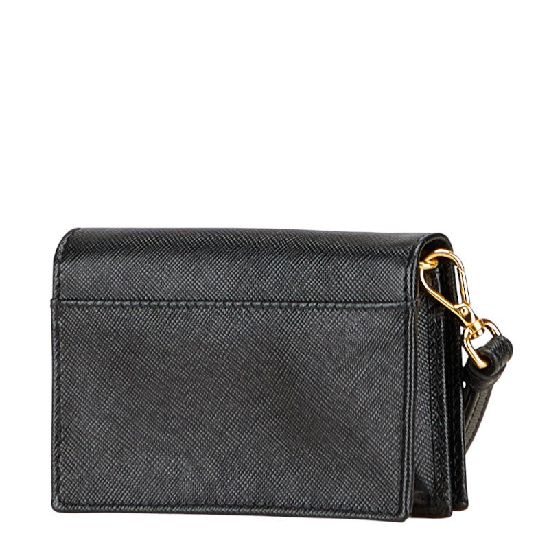 プラダ サフィアーノ カードケース 名刺入れ 1M1439 ブラック レザー レディース PRADA 【中古】